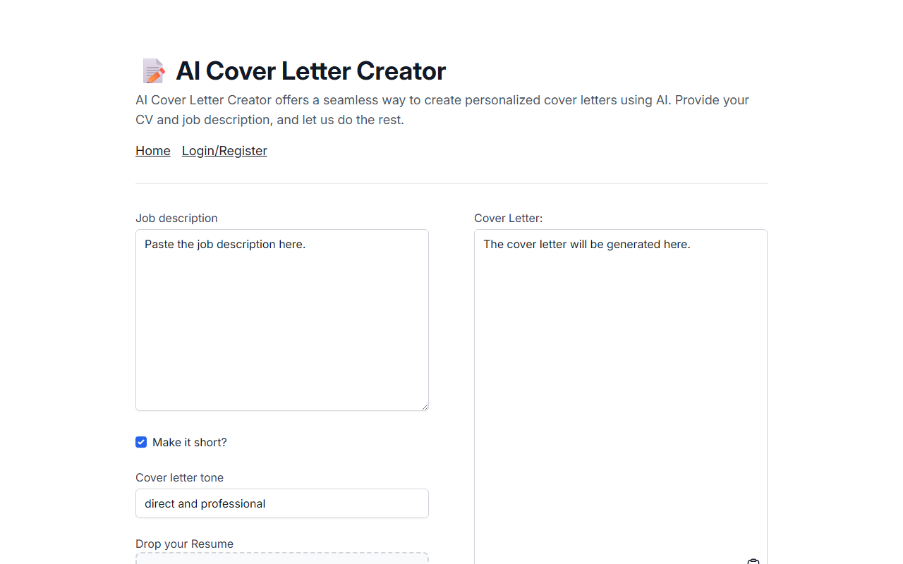 AI Cover Letter Creator screenshot