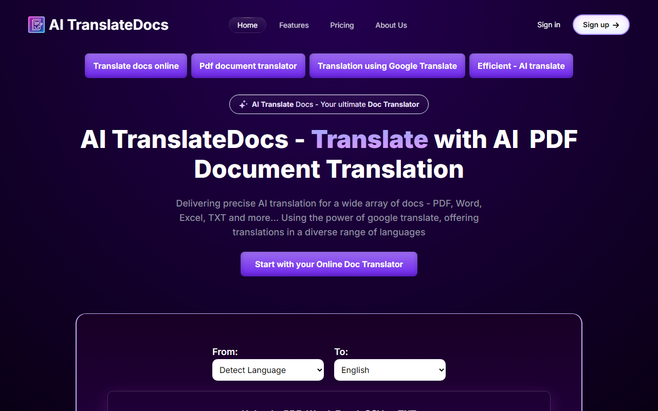 AI TranslateDocs screenshot