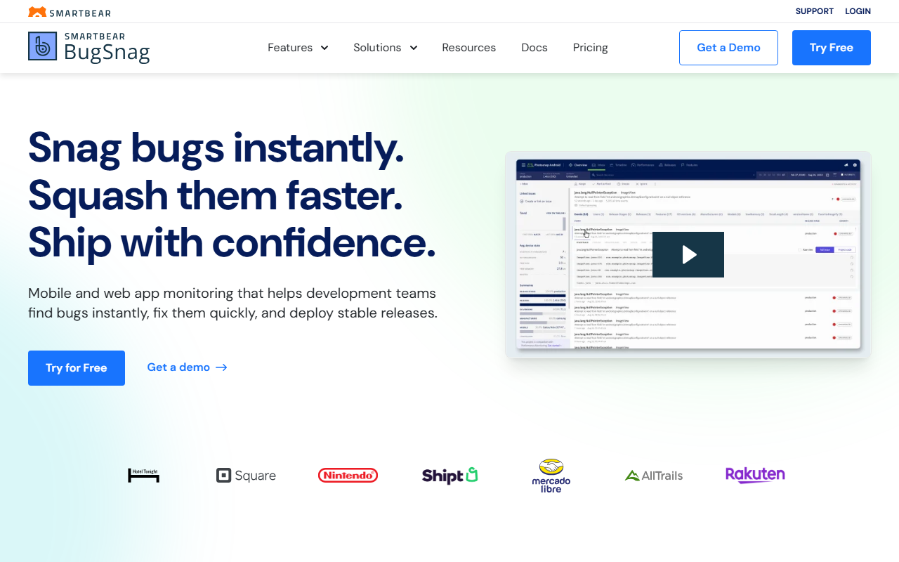 BugSnag screenshot
