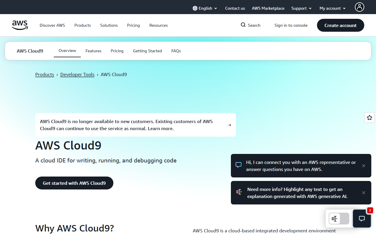 AWS Cloud9 screenshot