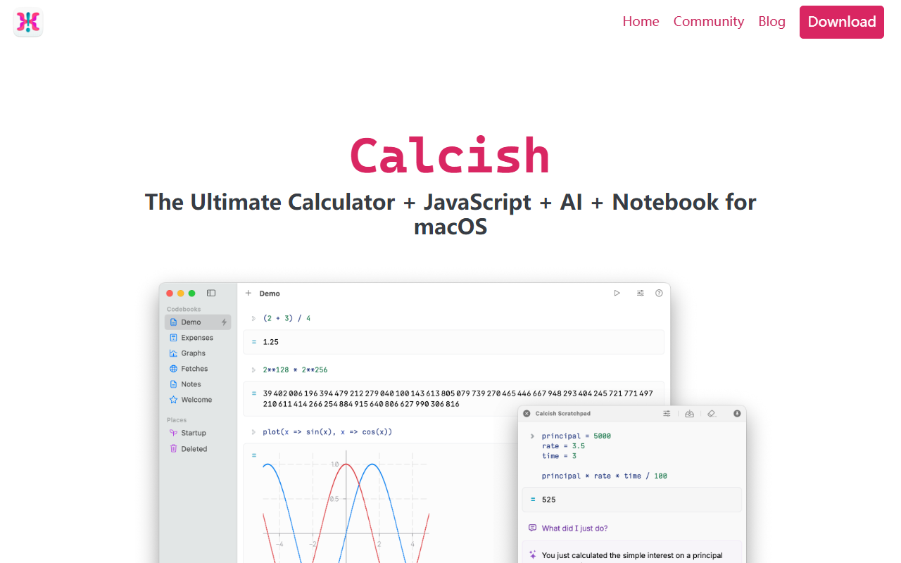 Calcish screenshot