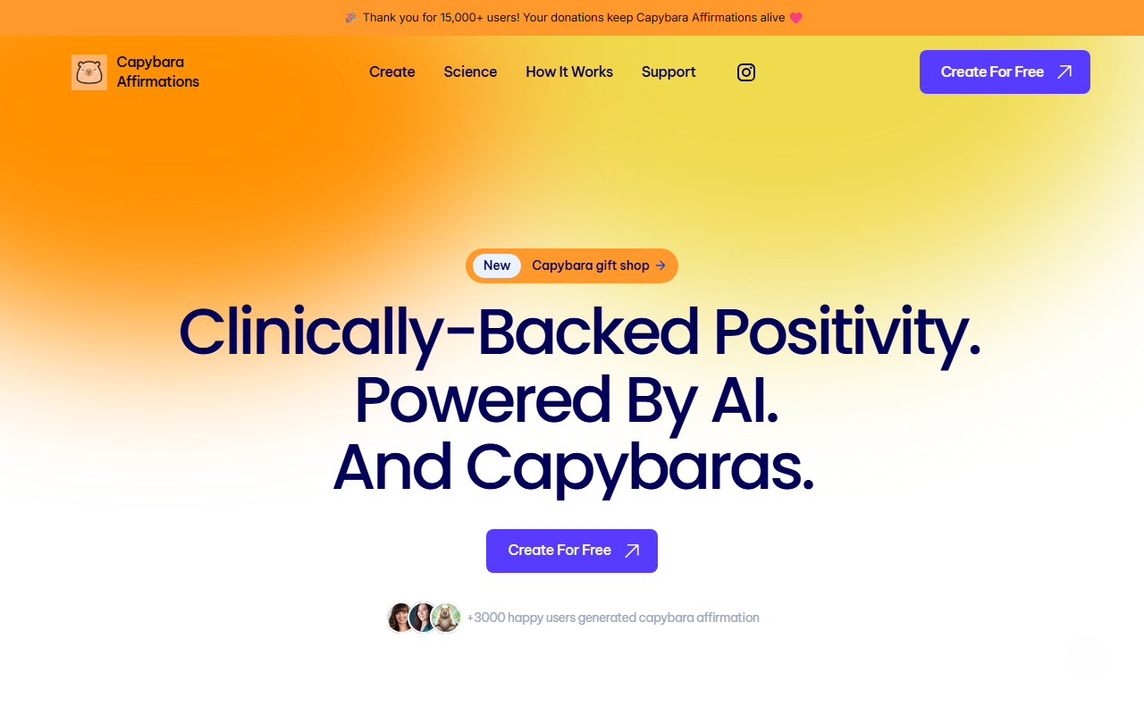 Capybara Affirmations AI screenshot