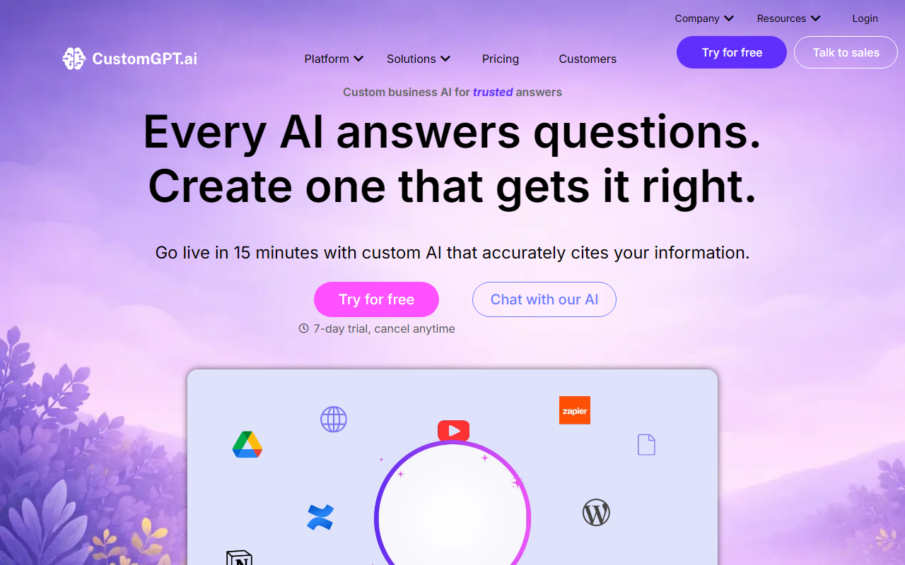 CustomGPT.ai screenshot