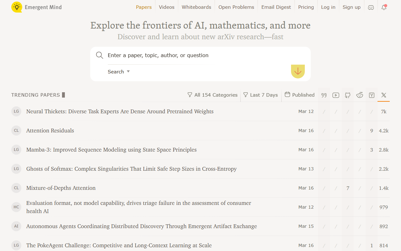 Emergent Mind screenshot