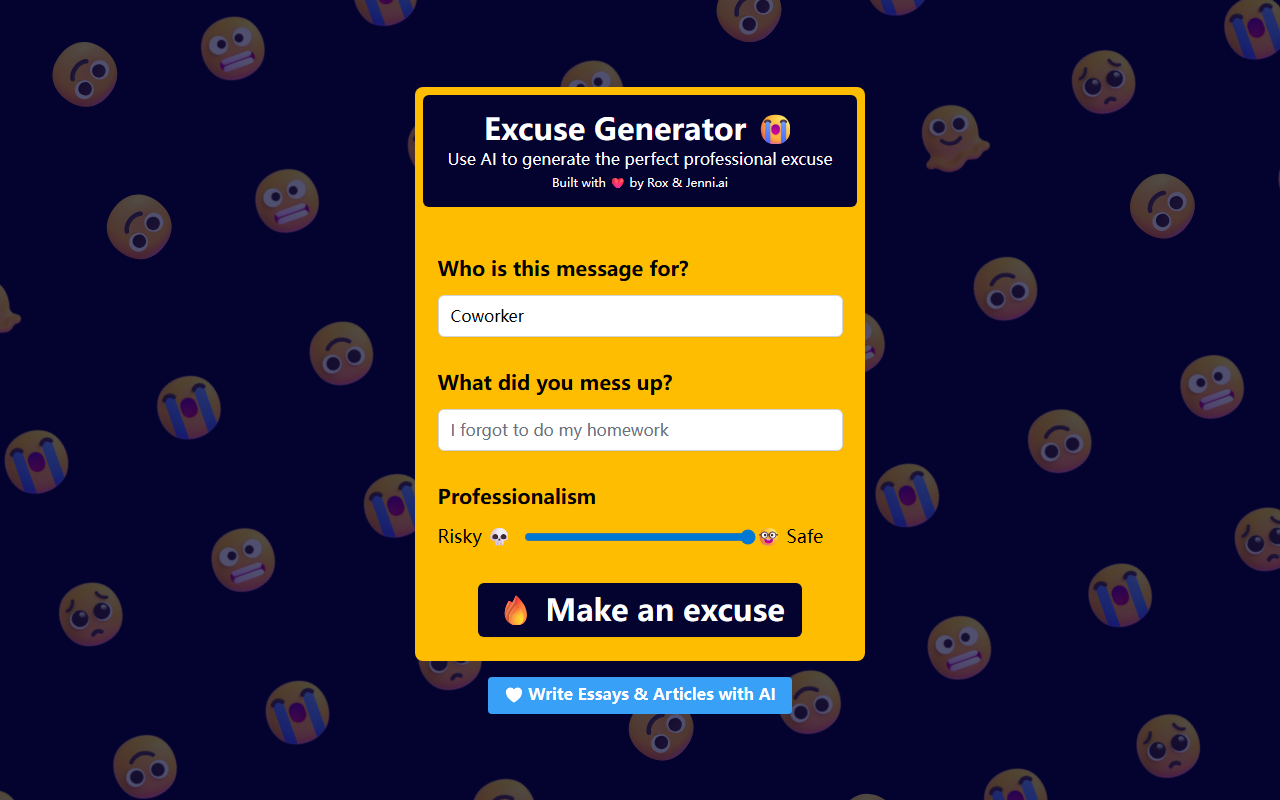 Excuses.ai screenshot