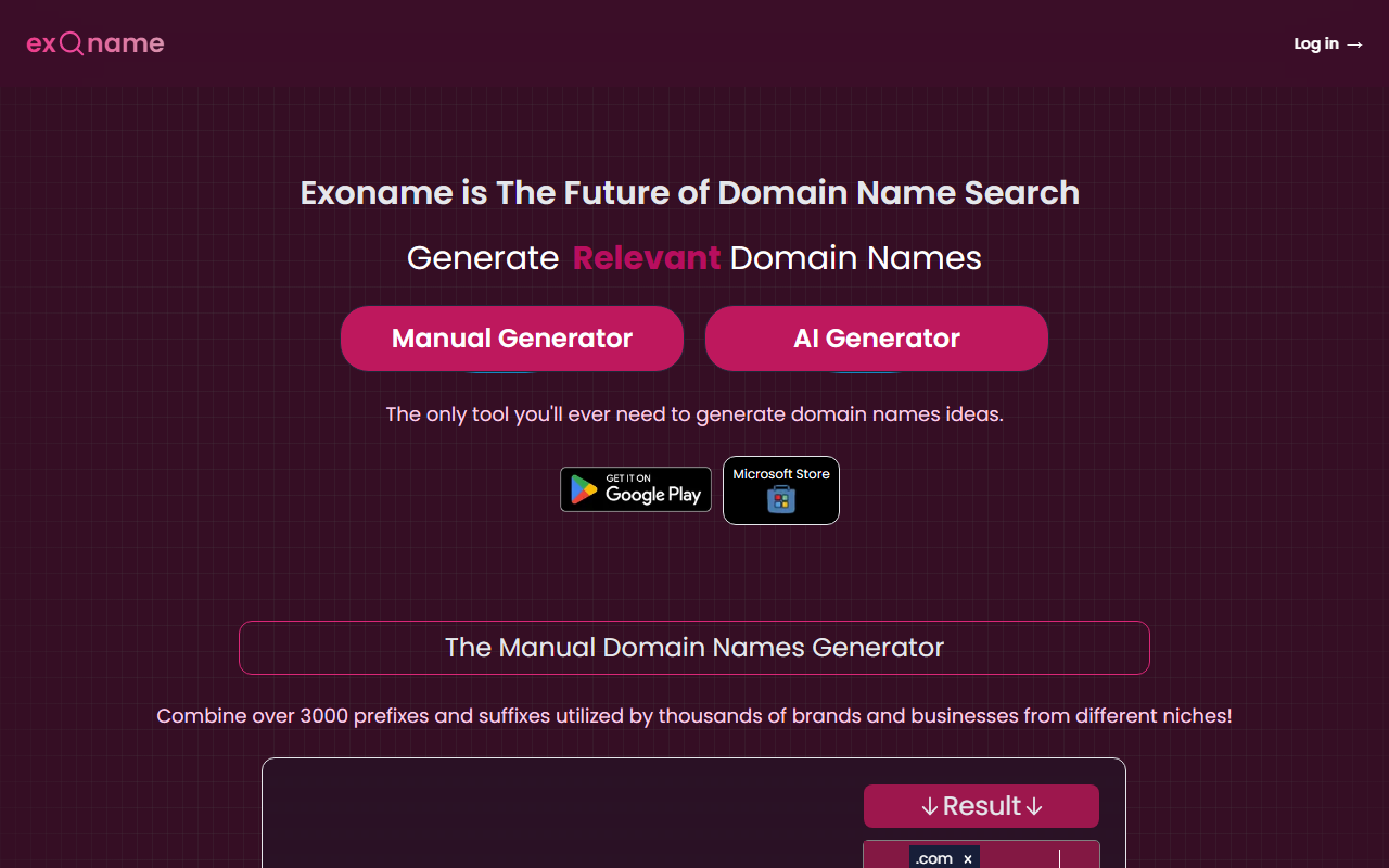 Exoname screenshot