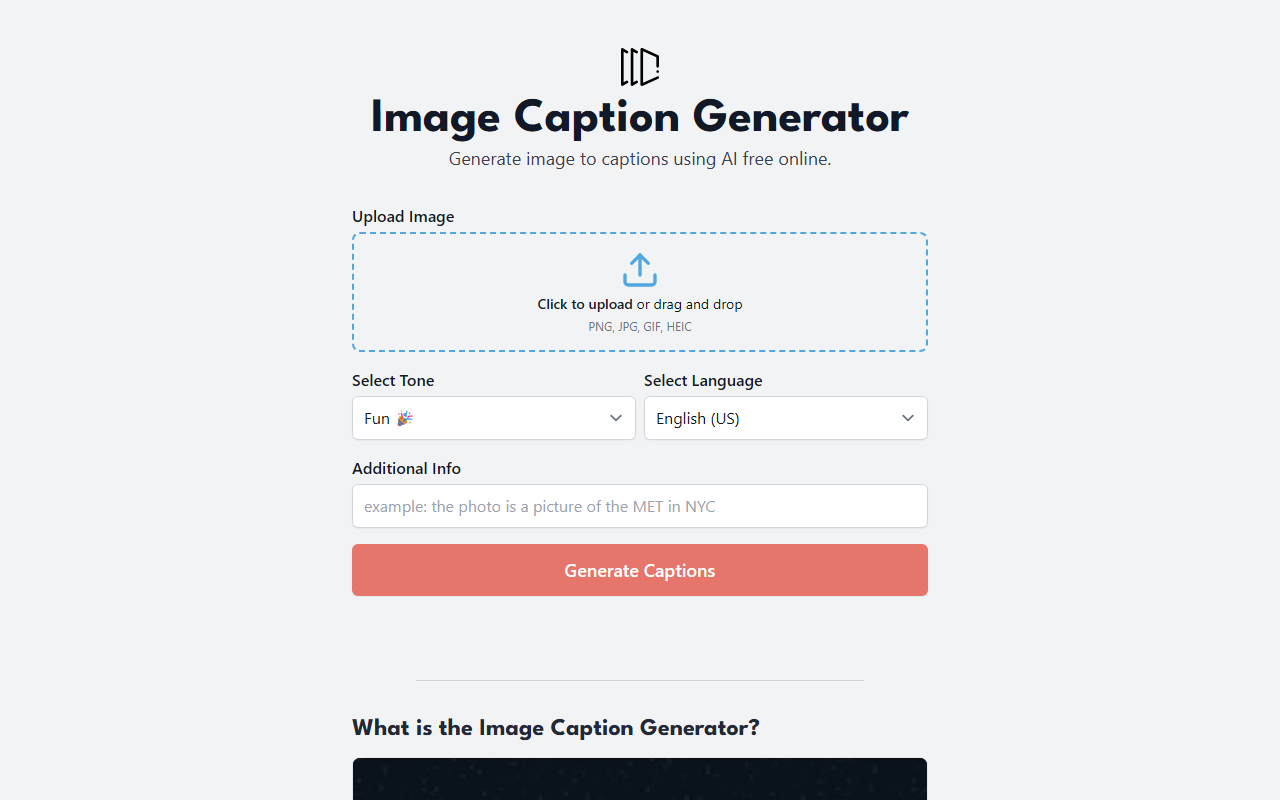 Image Caption Generator screenshot