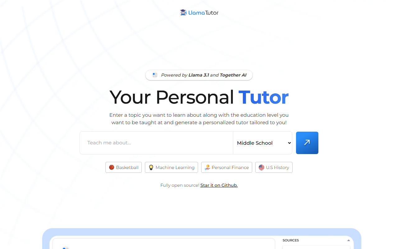 Llama Tutor screenshot