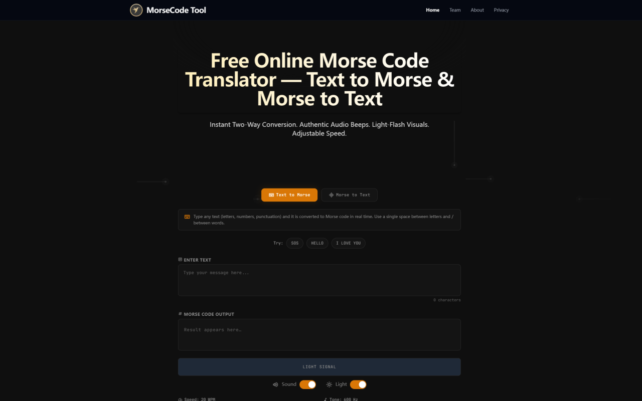 MorseCode Tool Review: Free Online Text to Morse Converter with Audio & Light
