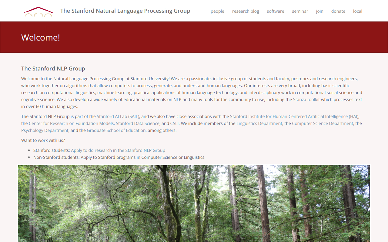 Stanford NLP Group screenshot