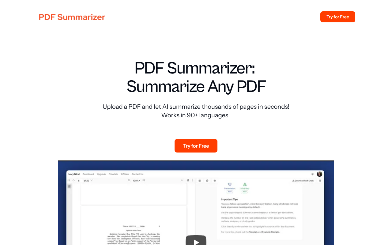 PDF Summarizer screenshot