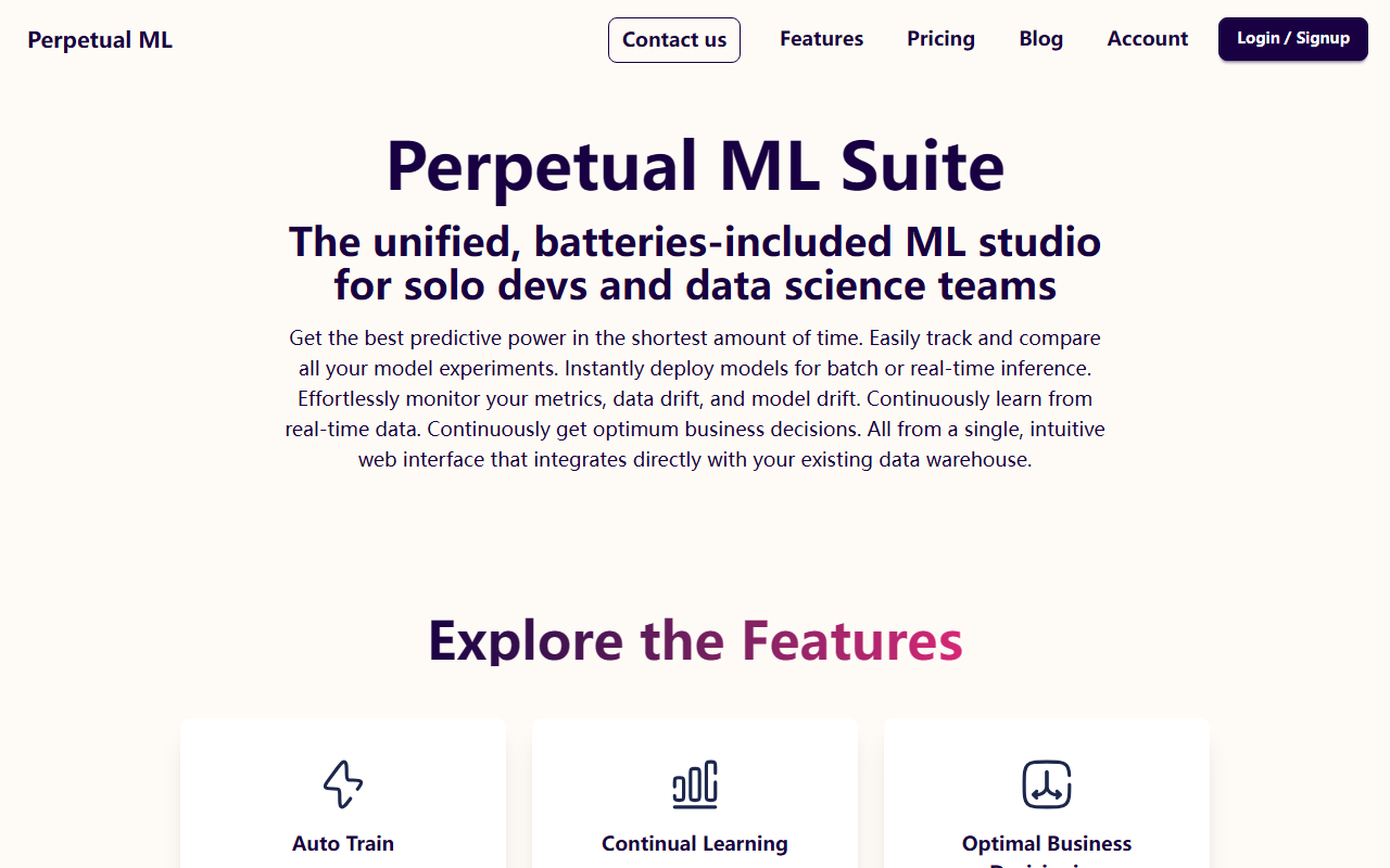 Perpetual ML screenshot