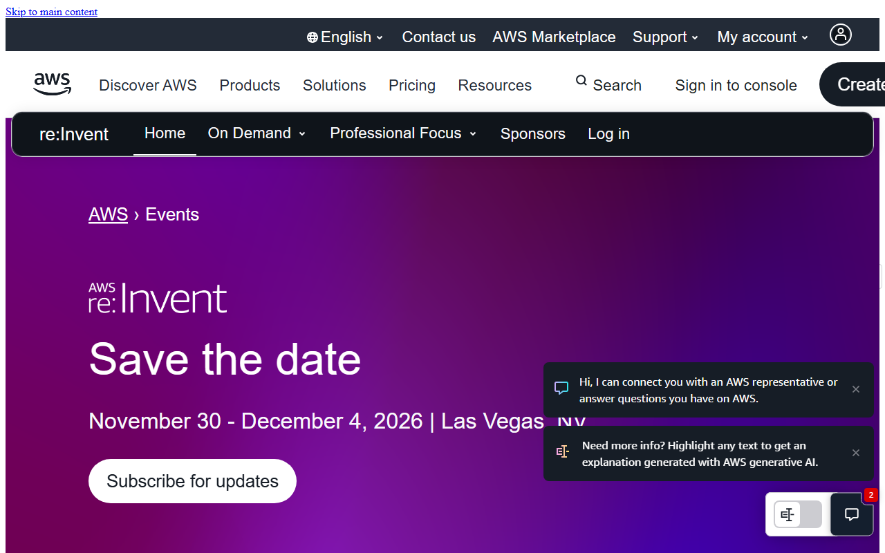 AWS re:Invent screenshot