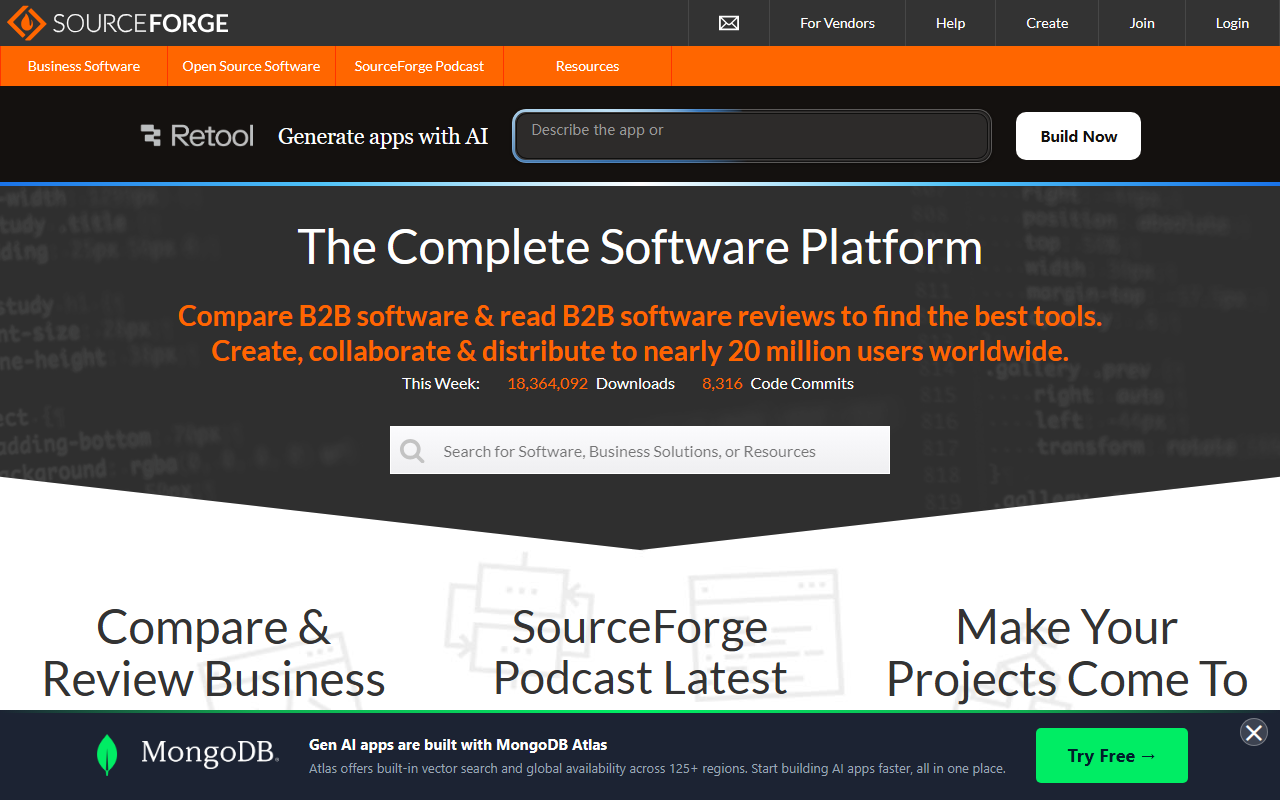 SourceForge screenshot