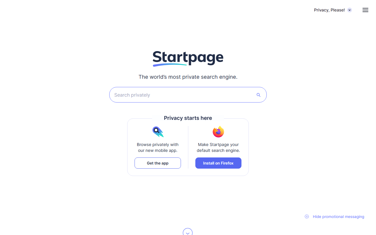 Startpage screenshot