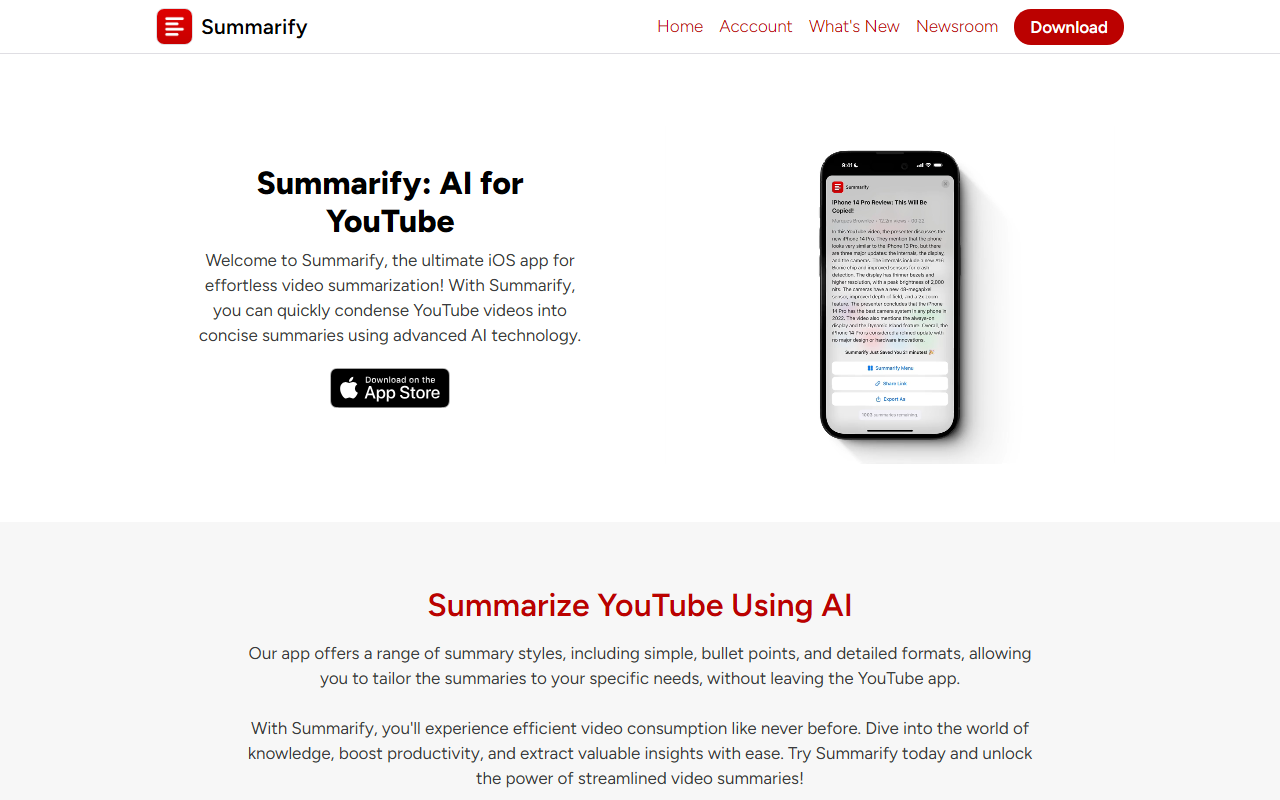 Summarify screenshot