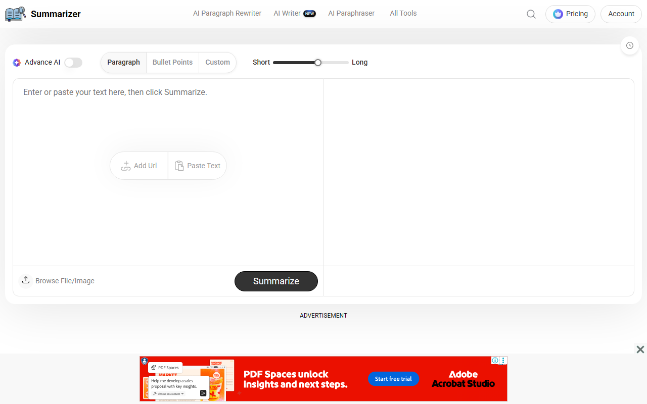 Summarizer.org screenshot