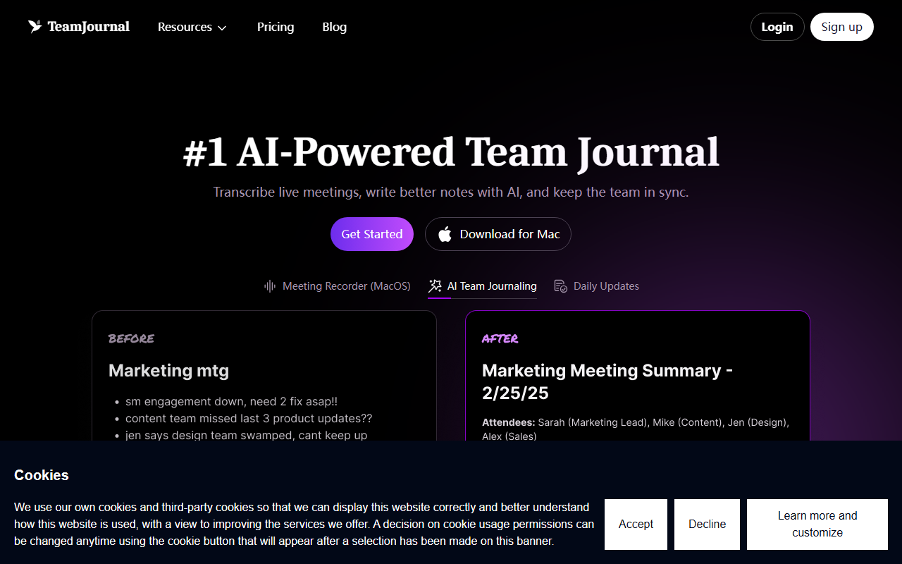 Team Journal screenshot