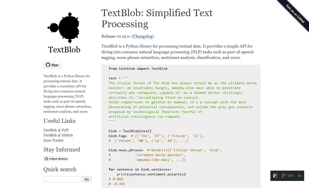 TextBlob screenshot