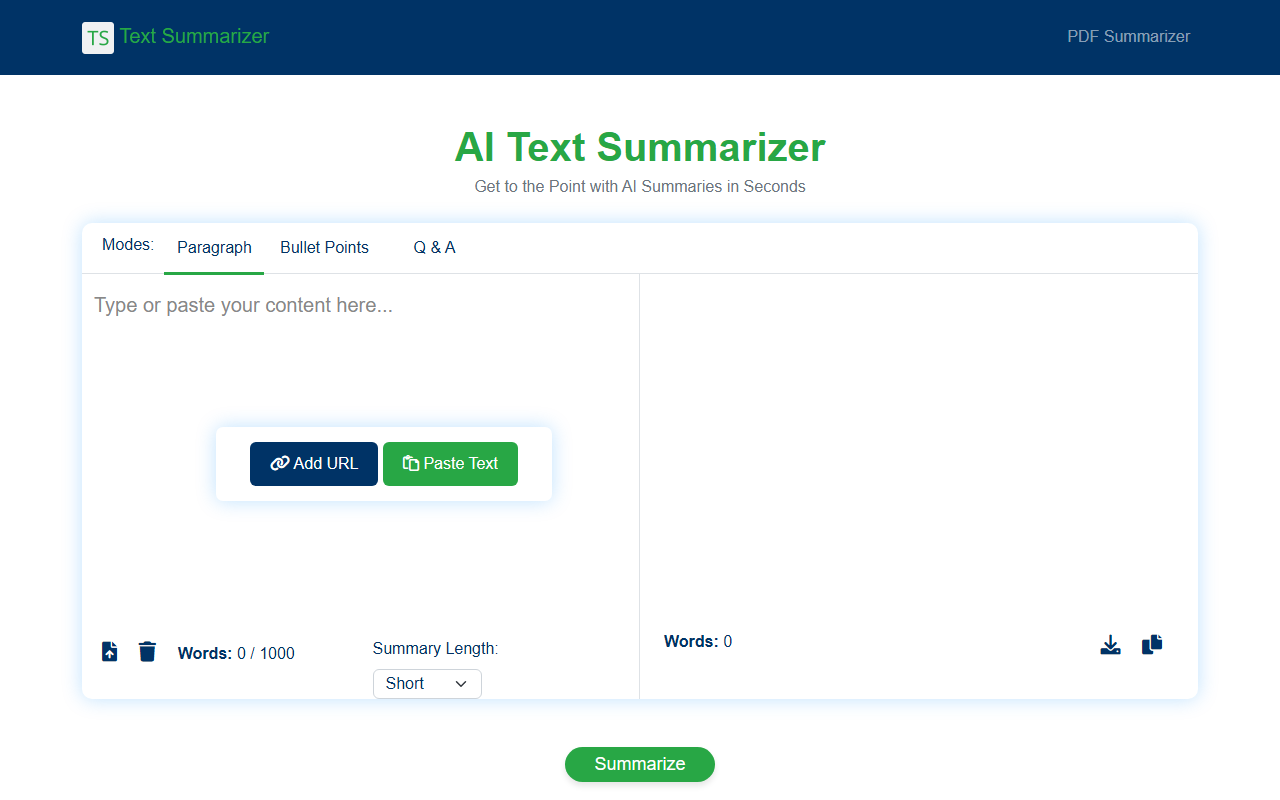 TextSummarizer screenshot