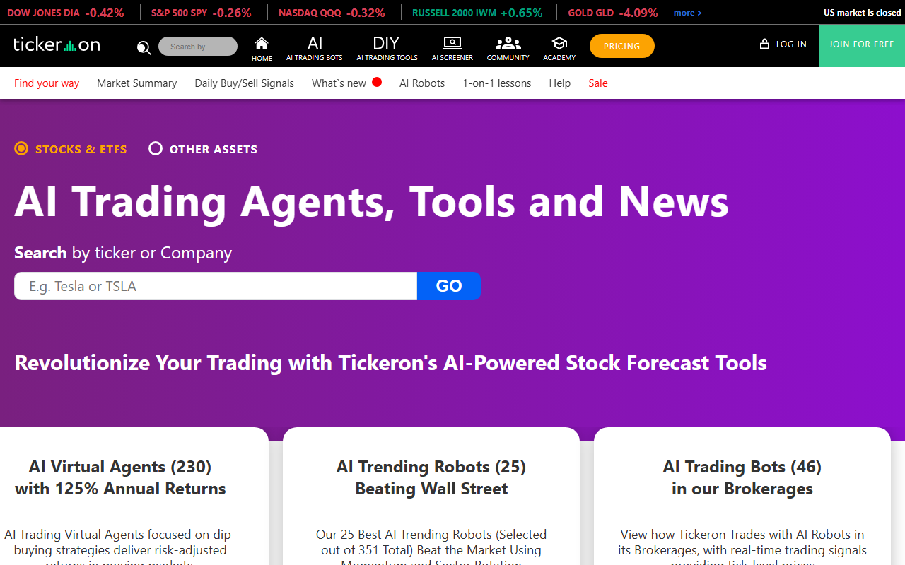 Tickeron screenshot