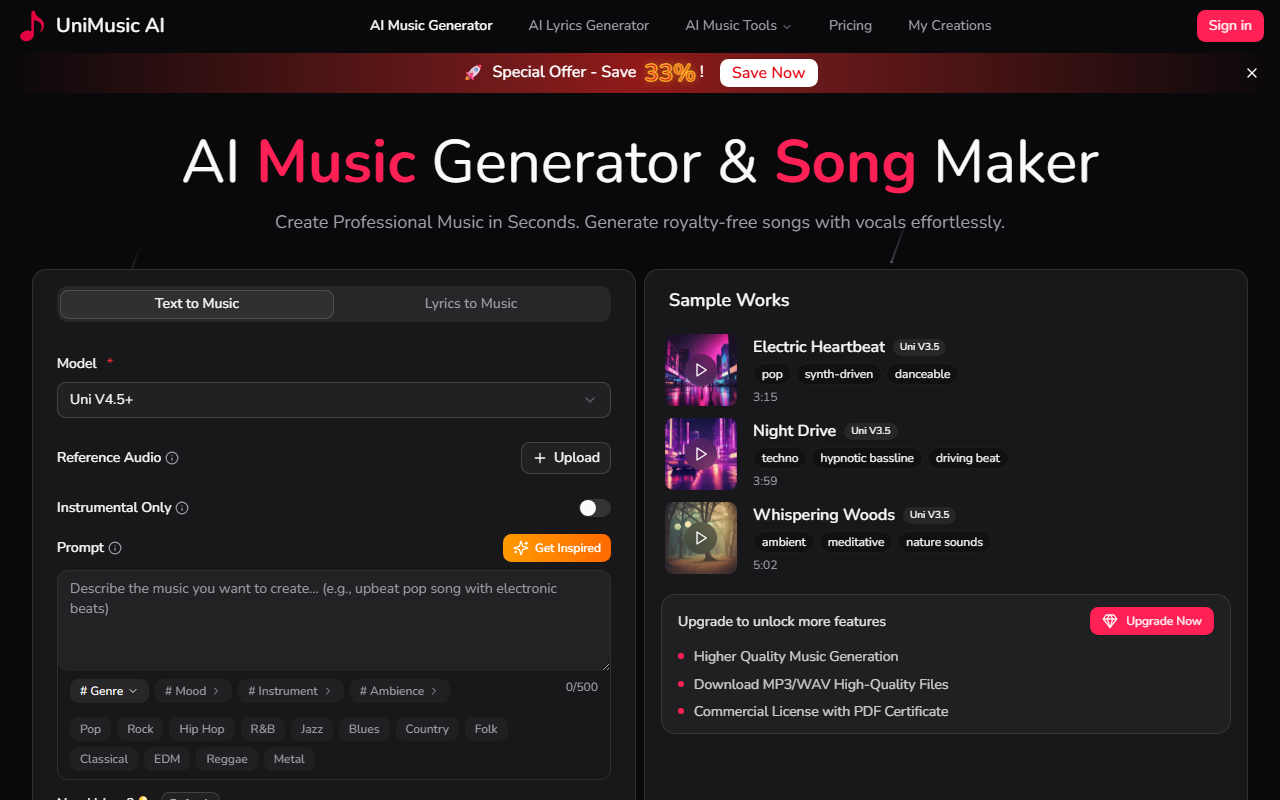 UniMusic AI screenshot
