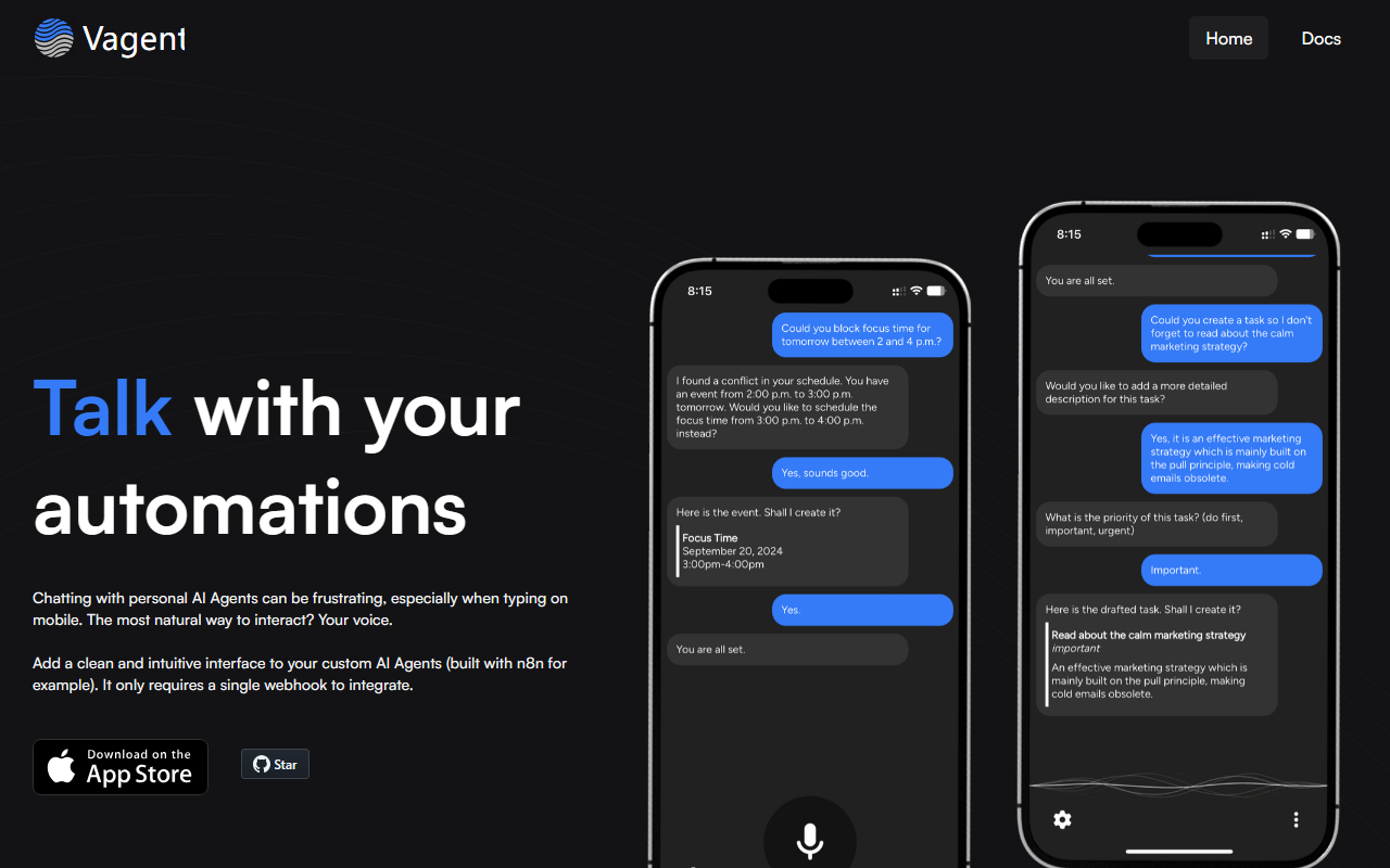 Vagent screenshot