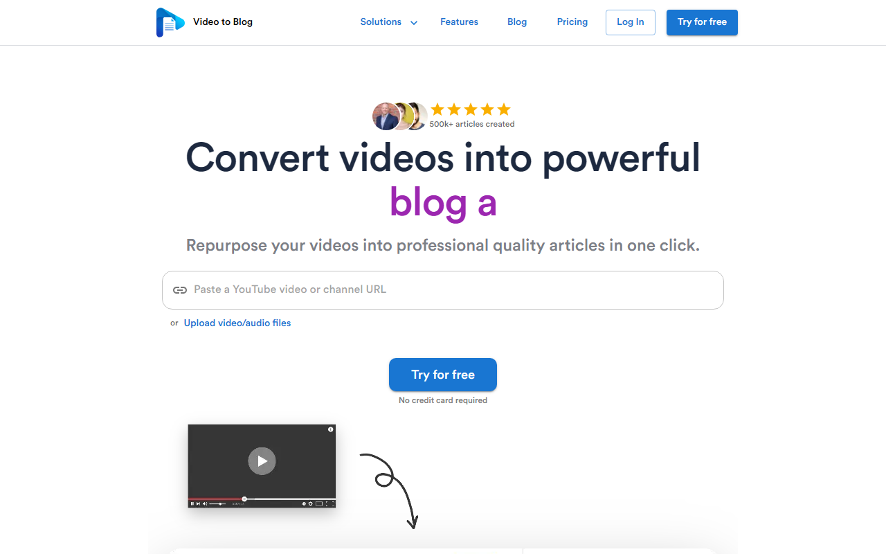 VideoToBlog.ai screenshot