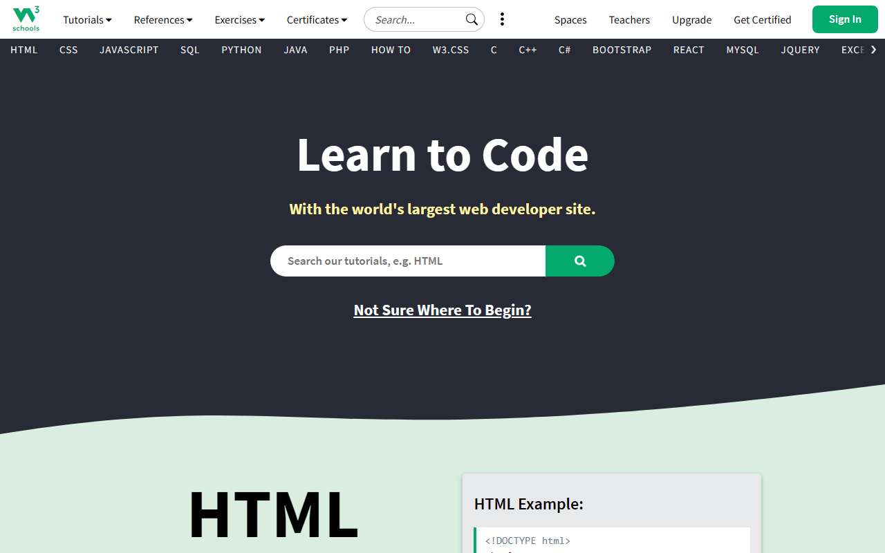 W3Schools screenshot