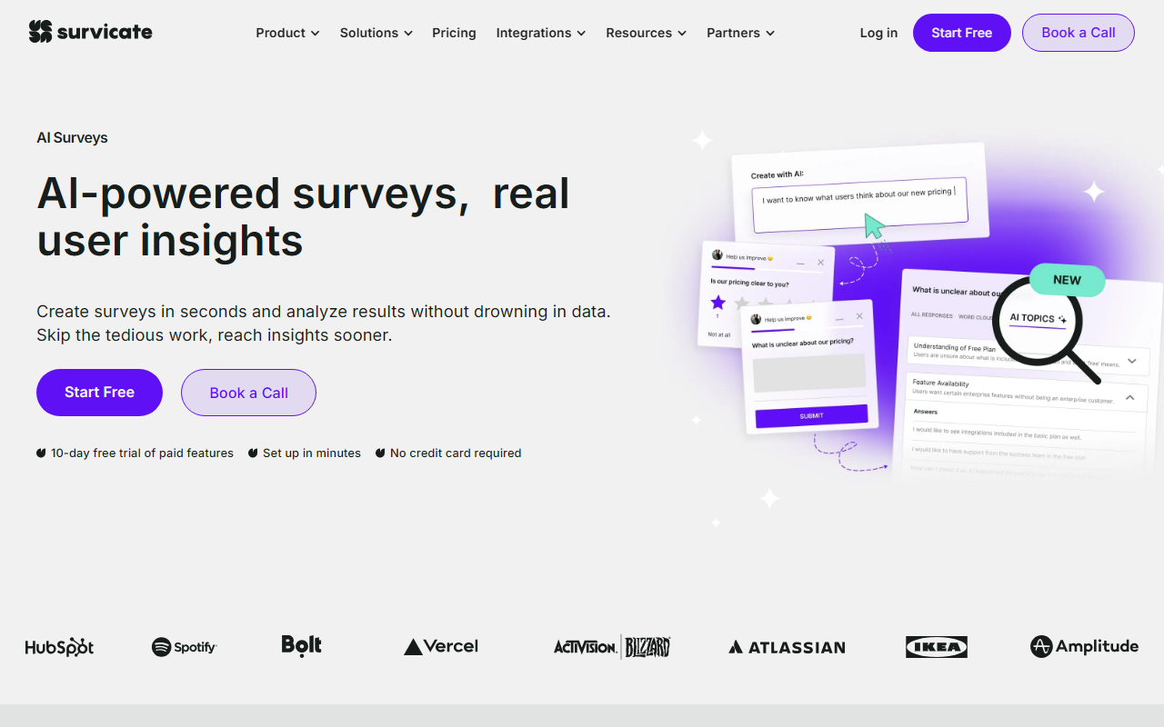 Survicate screenshot