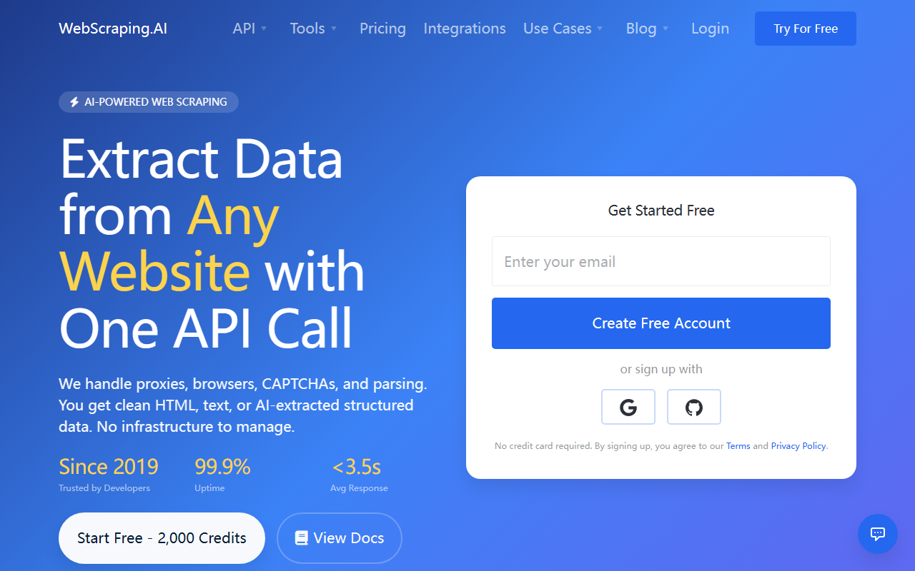 WebScraping.AI screenshot