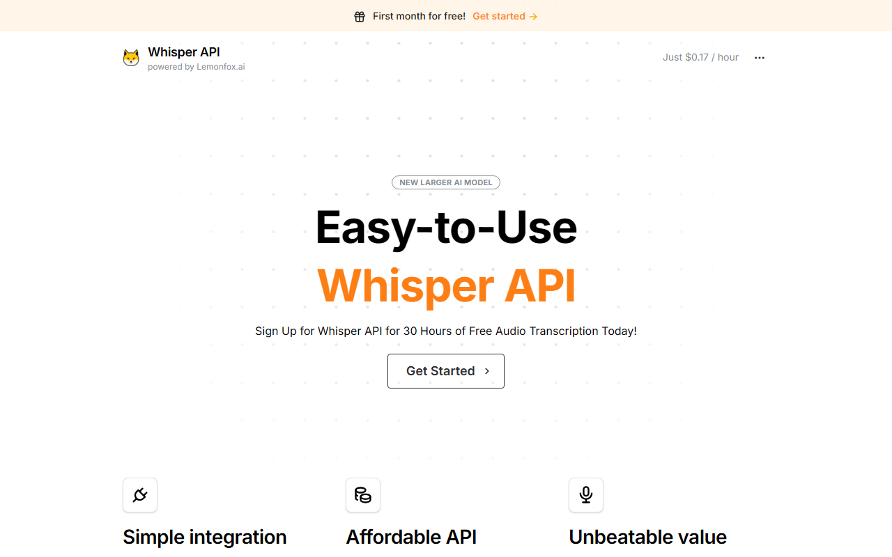Whisper API screenshot