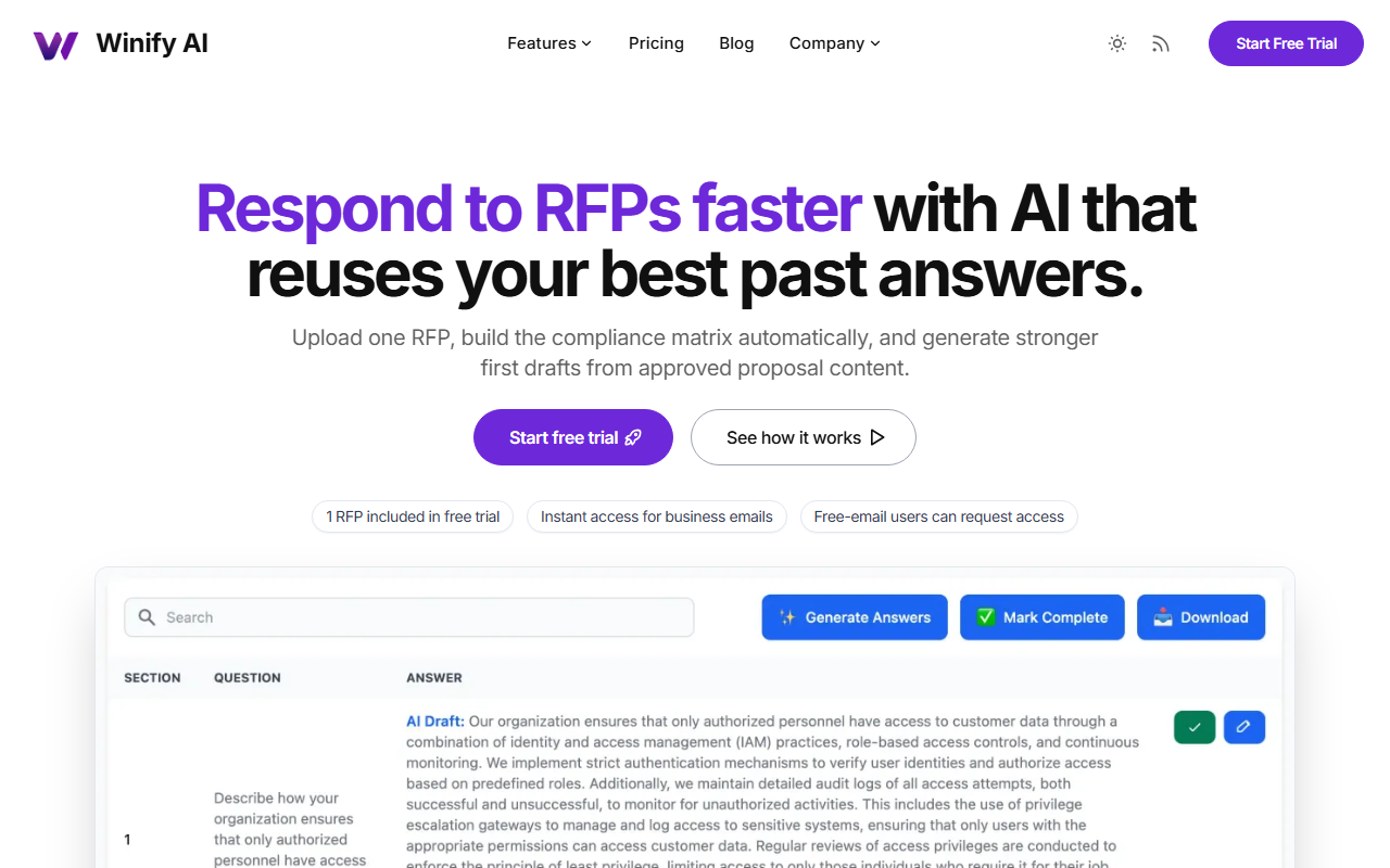 Winify AI screenshot