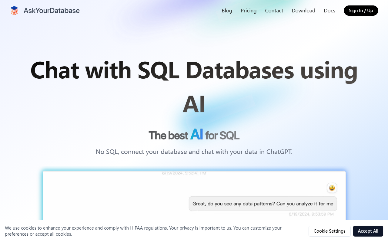 AskYourDatabase screenshot