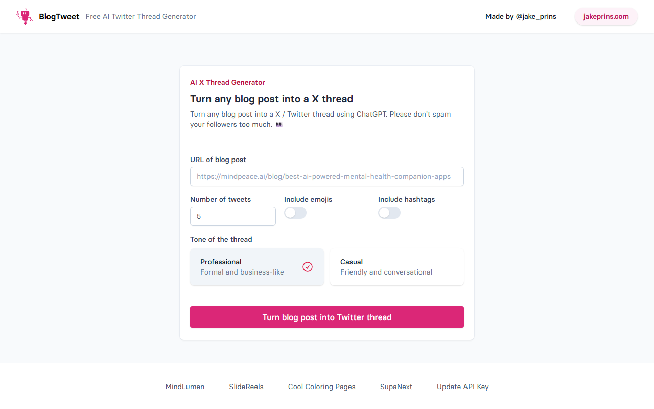 BlogTweet screenshot