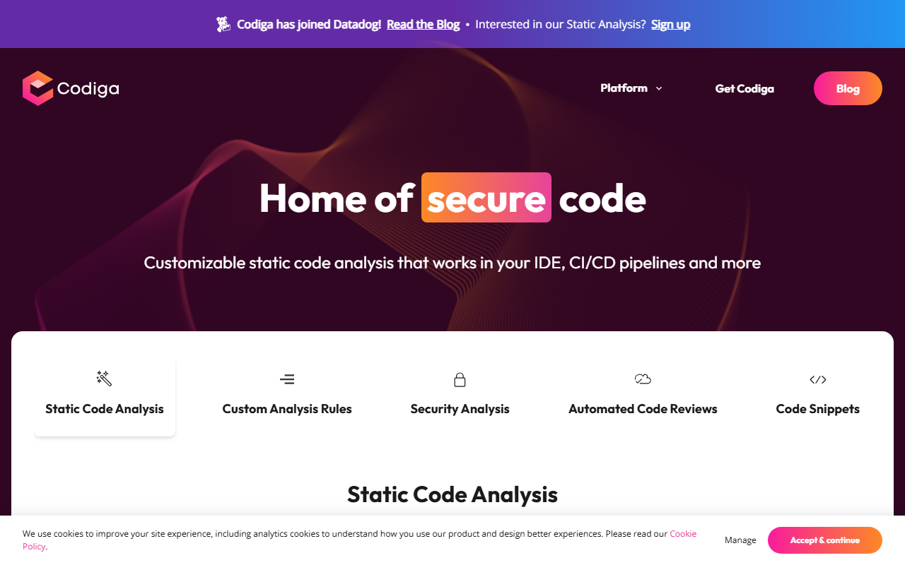 Codiga screenshot