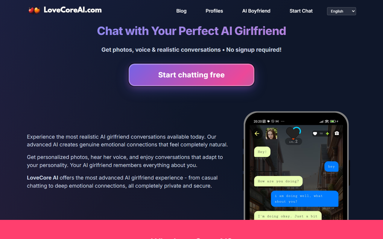 LoveCore AI screenshot