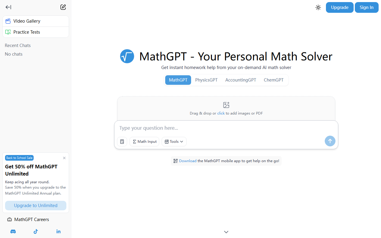 MathGPT screenshot