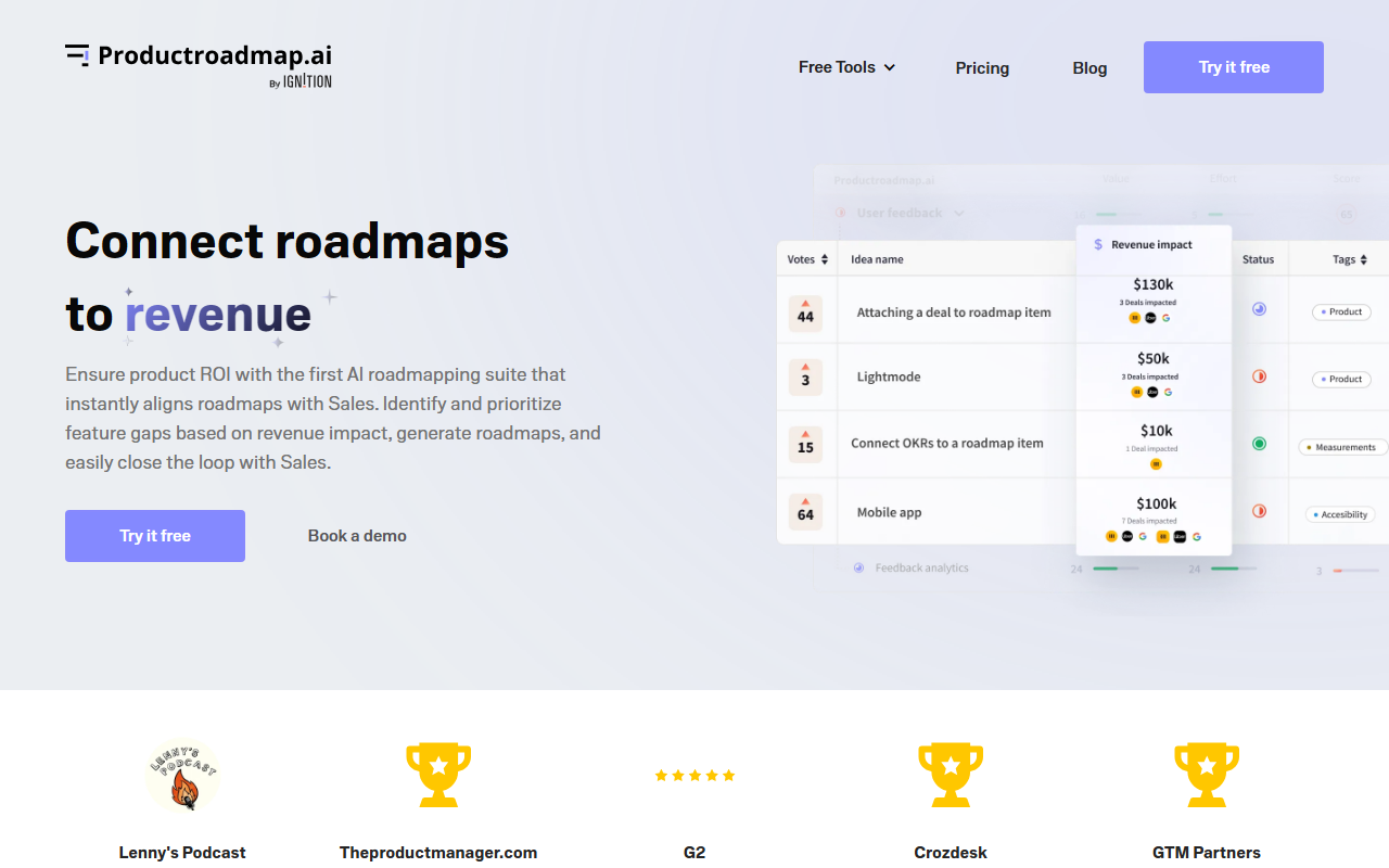 ProductRoadmap.ai screenshot