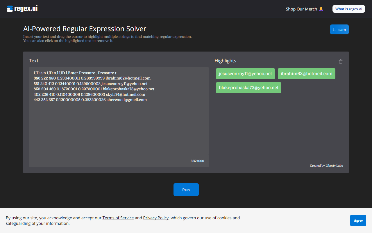 Regex.ai screenshot