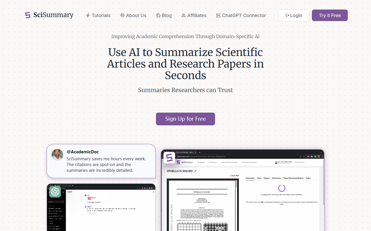 SciSummary screenshot