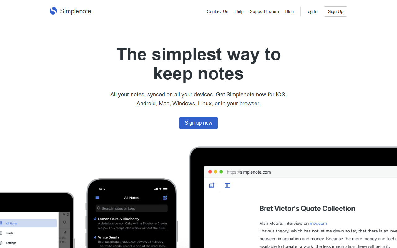 Simplenote screenshot