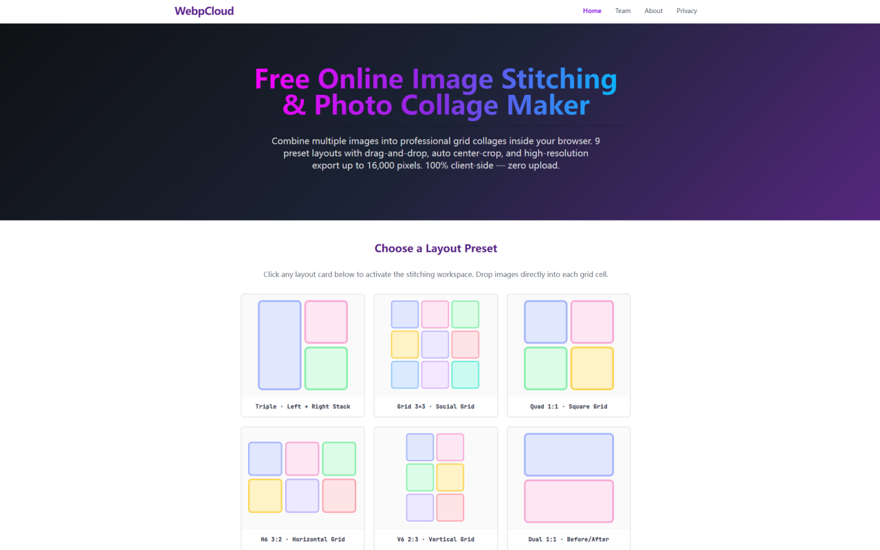 WebpCloud Review: First Impressions of the In-Browser Image Stitcher